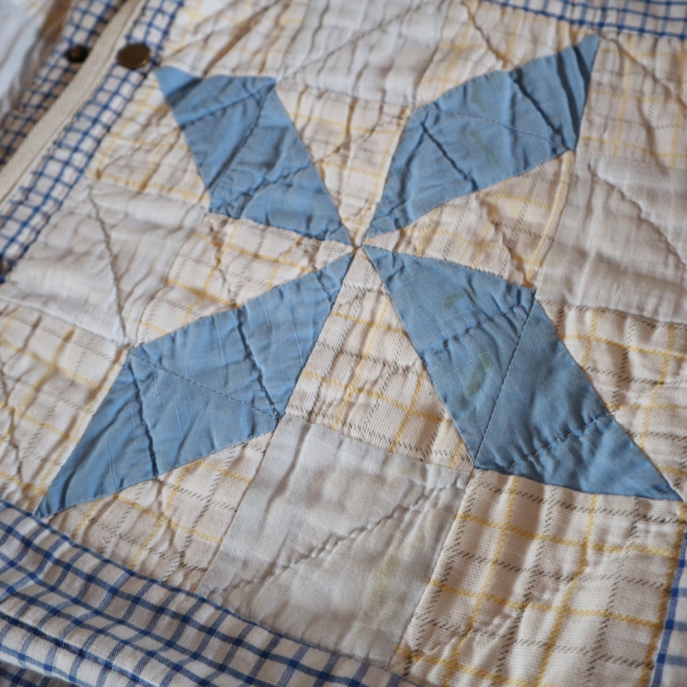 Upcycled vintage quilt chore coat handmade patchwork barn jacket - Picture 13 of 14